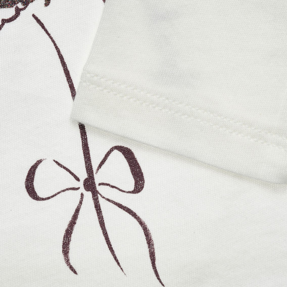 Λευκή, βαμβακερή, βρεφική μπλούζα με φλοράλ σχέδια  Benetton 216922 3