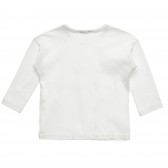 Λευκή, βαμβακερή, βρεφική μπλούζα με φλοράλ σχέδια  Benetton 216923 4