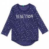 Μπλε, βαμβακερή, βρεφική μπλούζα με αστέρια Benetton 216980 