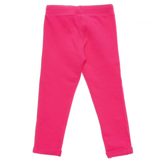 Ροζ, βαμβακερό παντελόνι με στρίφωμα στα πόδια Benetton 217007 4