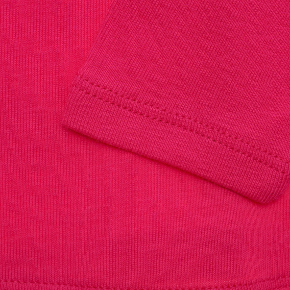 Ροζ, βαμβακερή μακρυμάνικη μπλούζα με επιγραφή της μαρκας Benetton 217018 3