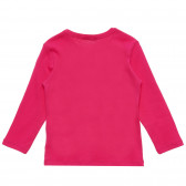 Ροζ, βαμβακερή μακρυμάνικη μπλούζα με επιγραφή της μαρκας Benetton 217019 4