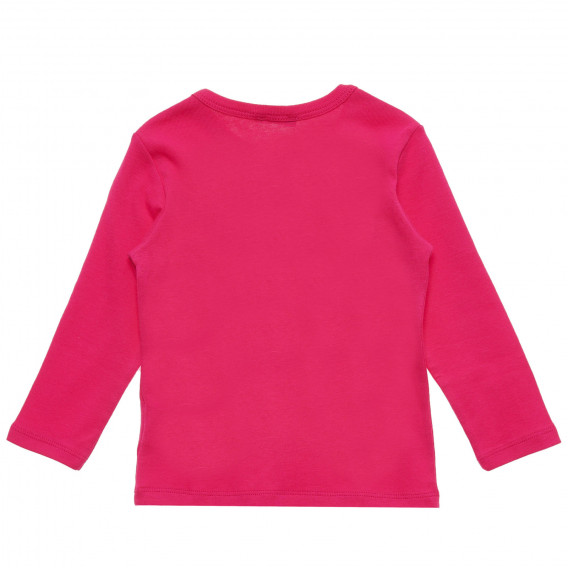 Ροζ, βαμβακερή μακρυμάνικη μπλούζα με επιγραφή της μαρκας Benetton 217019 4