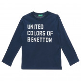 Βαμβακερή μπλούζα σε σκούρο μπλε χρώμα Benetton 217020 
