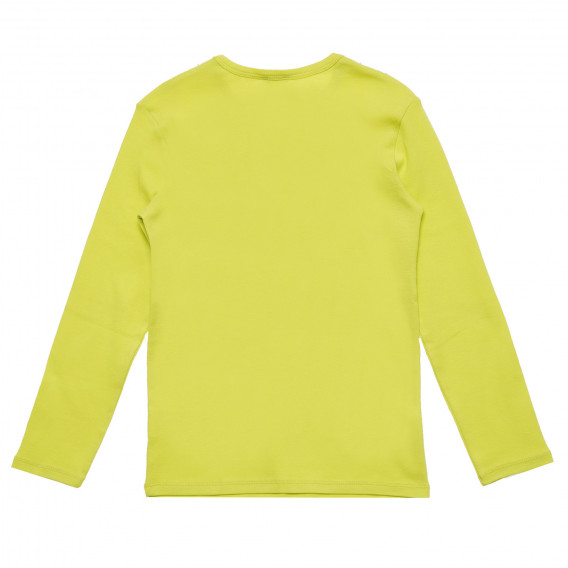 Βαμβακερή μπλούζα με μακριά μανίκια και επώνυμη επιγραφή, κίτρινο Benetton 217027 4