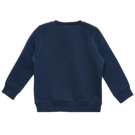 Βαμβακερή μπλούζα με μακριά μανίκια και επιγραφή, σκούρο μπλε Benetton 217047 4