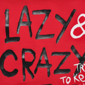Κόκκινη, βαμβακερή μπλούζα με επιγραφή Lazy Crazy Benetton 217065 2