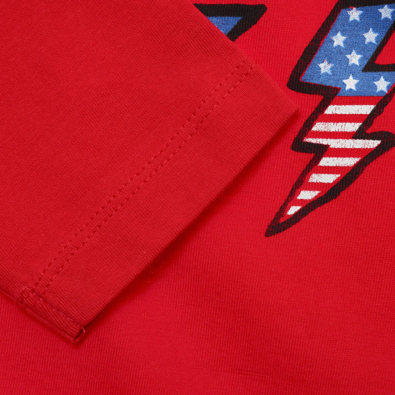 Κόκκινη, βαμβακερή μπλούζα με επιγραφή Lazy Crazy Benetton 217066 3