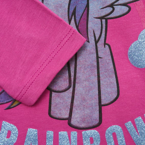 Ροζ, βαμβακερή, βρεφική μπλούζα με μπροκάρ επιγραφή, για κορίτσι Benetton 217130 3