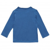 Μπλε, βαμβακερή, μακρυμάνικη μπλούζα με τυπωμένο σχέδιο Benetton 217179 4