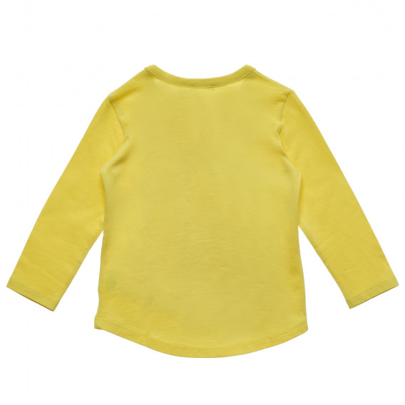 Κίτρινη, βαμβακερή, μακρυμάνικη μπλούζα με τυπωμένα σχέδια Benetton 217199 4