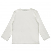 Λευκή, βαμβακερή, μακρυμάνικη μπλούζα με τυπωμένο σχέδιο Benetton 217211 4