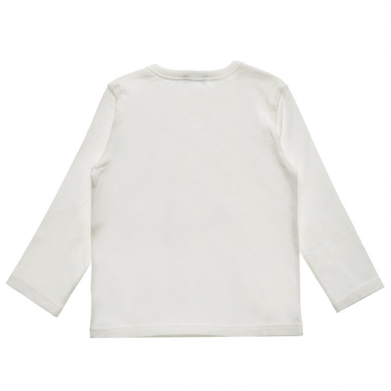 Λευκή, βαμβακερή, μακρυμάνικη μπλούζα με τυπωμένο σχέδιο Benetton 217211 4