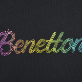 Μαύρη, βαμβακερή μπλούζα με επιγραφή της μάρκας Benetton 217237 2