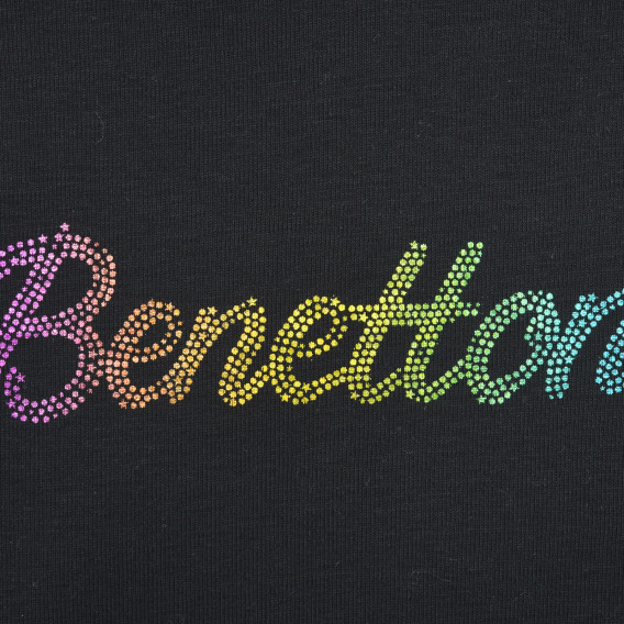 Μαύρη, βαμβακερή μπλούζα με επιγραφή της μάρκας Benetton 217237 2