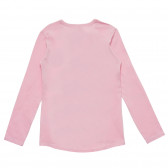 Ροζ, βαμβακερή μπλούζα με επιγραφή Benetton 217275 4