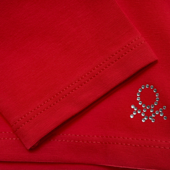 Κόκκινο, βαμβακερό πόλο με το λογότυπο της μάρκας Benetton 217361 3