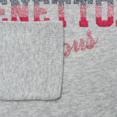 Γκρι, βαμβακερή, βρεφική μπλούζα με επιγραφή της μάρκας Benetton 217385 3