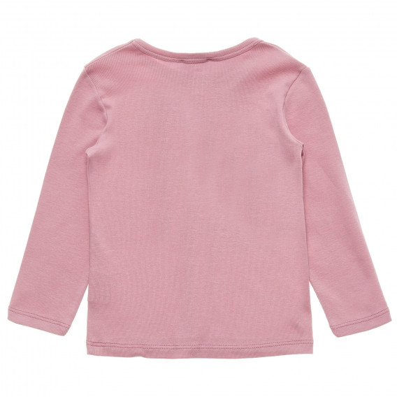 Ροζ, βαμβακερή, βρεφική μπλούζα με επιγραφή της μάρκας Benetton 217394 4