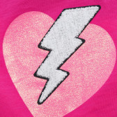  Ροζ, βαμβακερή μπλούζα με καρδιά Benetton 217464 2