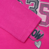 Ροζ, βαμβακερή μπλούζα με επιγραφή Girl power 35 Benetton 217485 3
