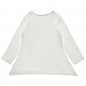 Λευκή, ασύμμετρη, βαμβακερή μπλούζα με μακριά μανίκια Benetton 217498 4