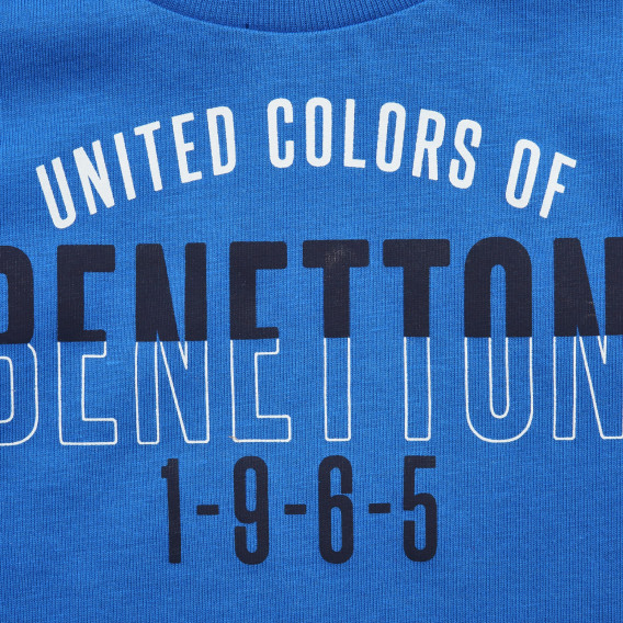 Μπλε, βαμβακερή μπλούζα με επιγραφή μάρκας Benetton 217512 2