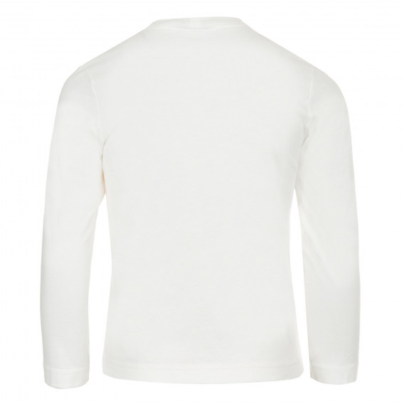 Μακρυμάνικη, λευκή, βαμβακερή μπλούζα με τυπωμένο σχέδιο Benetton 217581 4