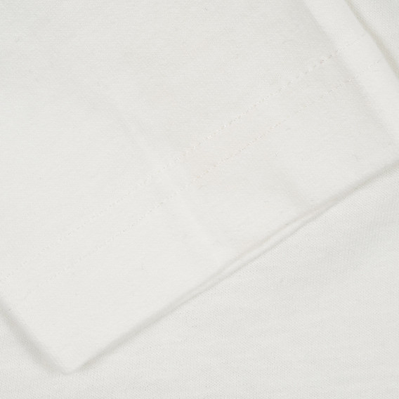Μακρυμάνικη, λευκή, βαμβακερή μπλούζα με τυπωμένο σχέδιο Benetton 217582 3