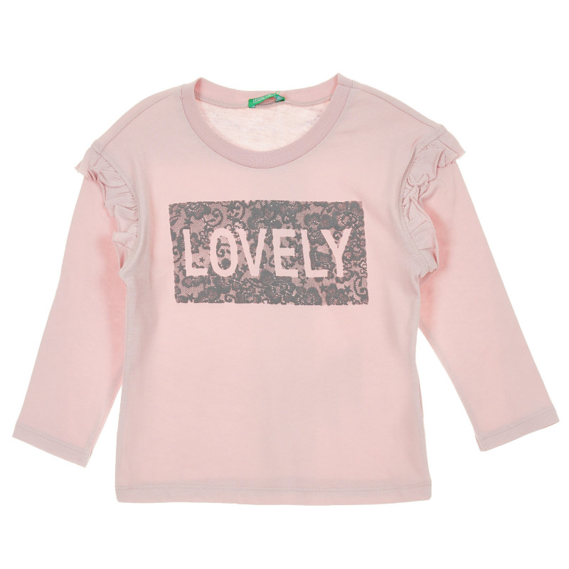 Ροζ, βαμβακερή μπλούζα με επιγραφή Lovely  217648