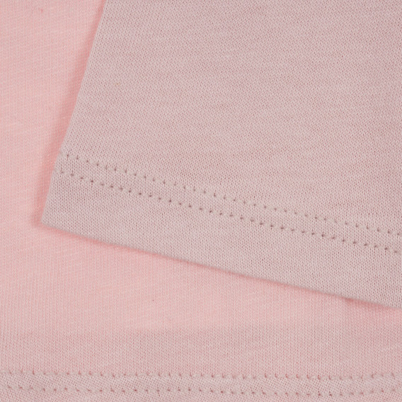 Ροζ, βαμβακερή μπλούζα με επιγραφή Lovely Benetton 217650 3