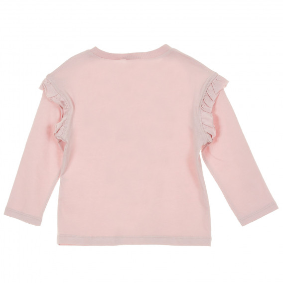 Ροζ, βαμβακερή μπλούζα με επιγραφή Lovely Benetton 217651 4