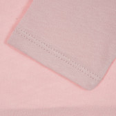Ροζ, βαμβακερή μπλούζα με επιγραφή μπροκάρ Benetton 217658 3
