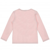 Ροζ, βαμβακερή μπλούζα με επιγραφή μπροκάρ Benetton 217659 4