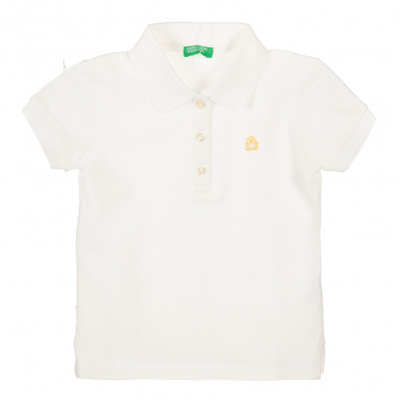 Βαμβακερή μπλούζα σε λευκό χρώμα με κοντά μανίκια και το λογότυπο της μάρκας Benetton 217894 