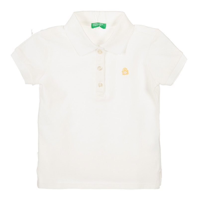 Βαμβακερή μπλούζα σε λευκό χρώμα με κοντά μανίκια και το λογότυπο της μάρκας  217894