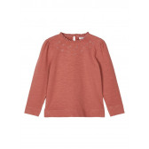 Βαμβακερή μπλούζα με μανίκια και πτυχώσεις, ροζ Name it 218014 