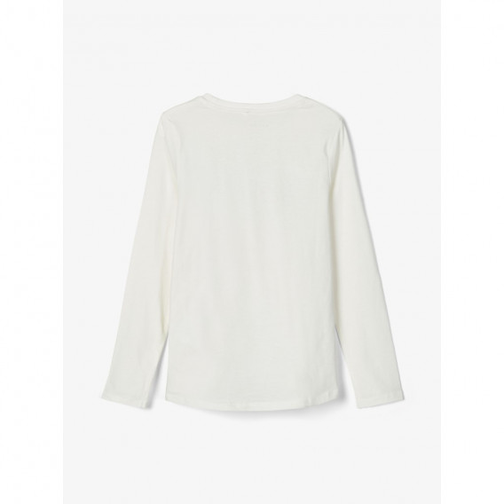 Βαμβακερή μπλούζα από οργανικό βαμβάκι με brocade τύπωμα, λευκή Name it 218049 3