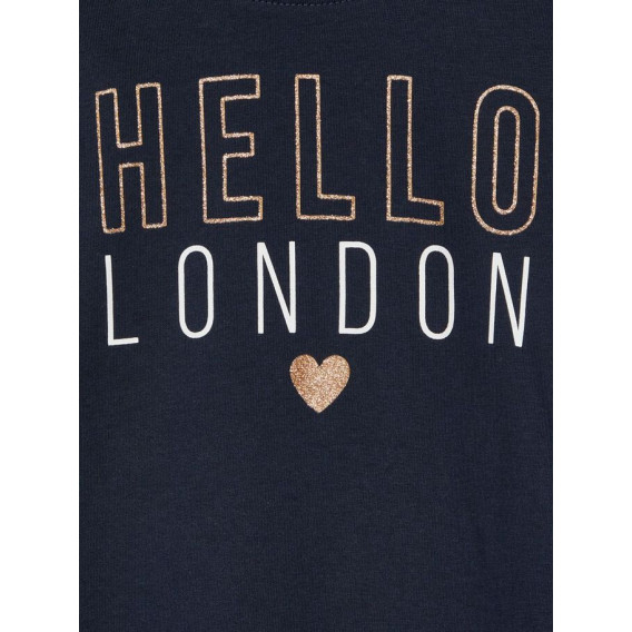 Βαμβακερό φόρεμα με τα γράμματα Hello London, μπλε Name it 218307 3
