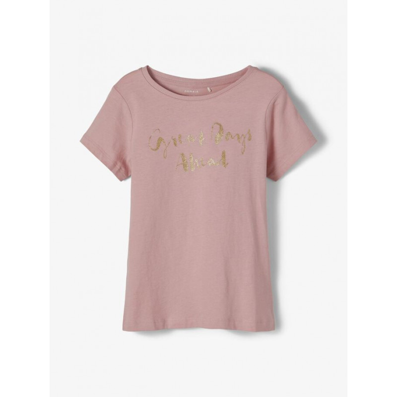 Μπλουζάκι από οργανικό βαμβάκι με επιγραφή brocade, ροζ  218395