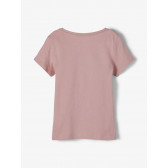 Μπλουζάκι από οργανικό βαμβάκι με επιγραφή brocade, ροζ Name it 218396 2