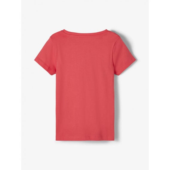 Μπλουζάκι από οργανικό βαμβάκι με χρώμα κοραλλιών και επιγραφή Name it 218399 2