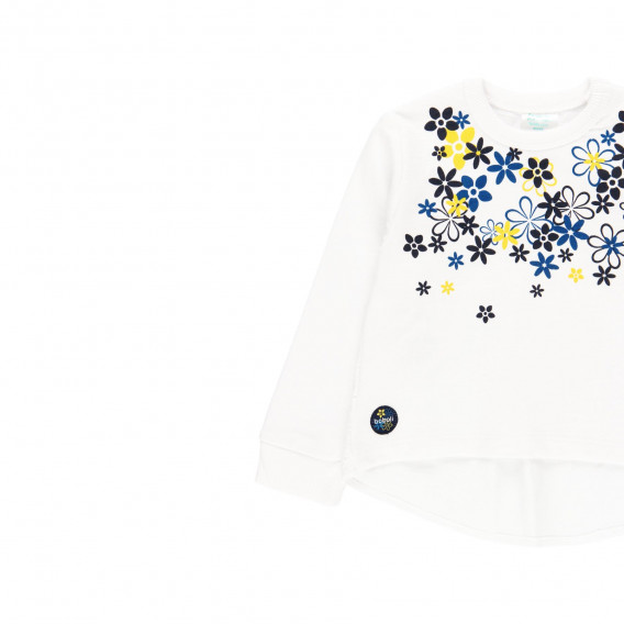 Λευκή, βαμβακερή μπλούζα με φλοράλ σχέδια Boboli 218910 3