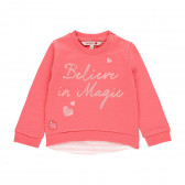 Ροζ βαμβακερή μπλούζα με επιγραφή Believe in magic Boboli 218957 