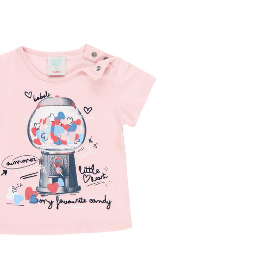 Ροζ, βαμβακερό μπλουζάκι με τυπωμένο σχέδιο Boboli 218963 3