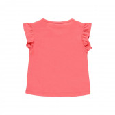 Ροζ, βαμβακερό μπλουζάκι με βολάν στα μανίκια Boboli 218965 2