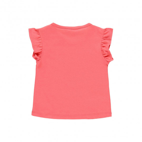 Ροζ, βαμβακερό μπλουζάκι με βολάν στα μανίκια Boboli 218965 2