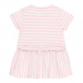 Βαμβακερό φόρεμα με βρακάκι και άσπρες και ροζ ρίγες Boboli 218968 2
