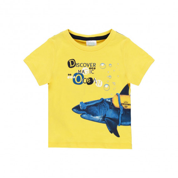 Κίτρινο, βαμβακερό μπλουζάκι με καρχαρία Boboli 219038 