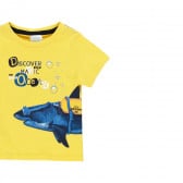 Κίτρινο, βαμβακερό μπλουζάκι με καρχαρία Boboli 219040 3
